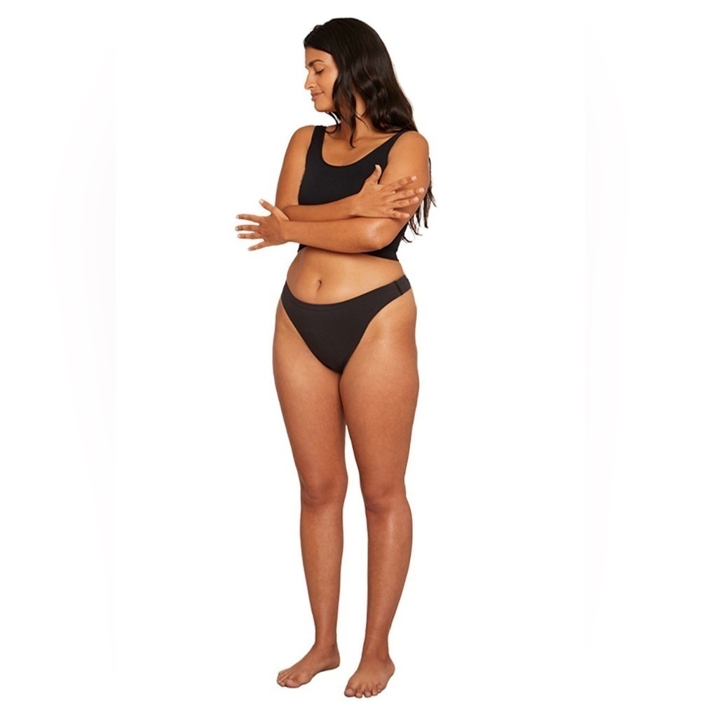 Thinx Modal Cotton Thong Period Protection Black Panties Underwear Size 2X